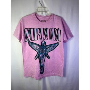 Nirvana VINTAGE GRUNGE ALT Y2K Angel Graphic Tie Dye T Shirt Pink Size MD